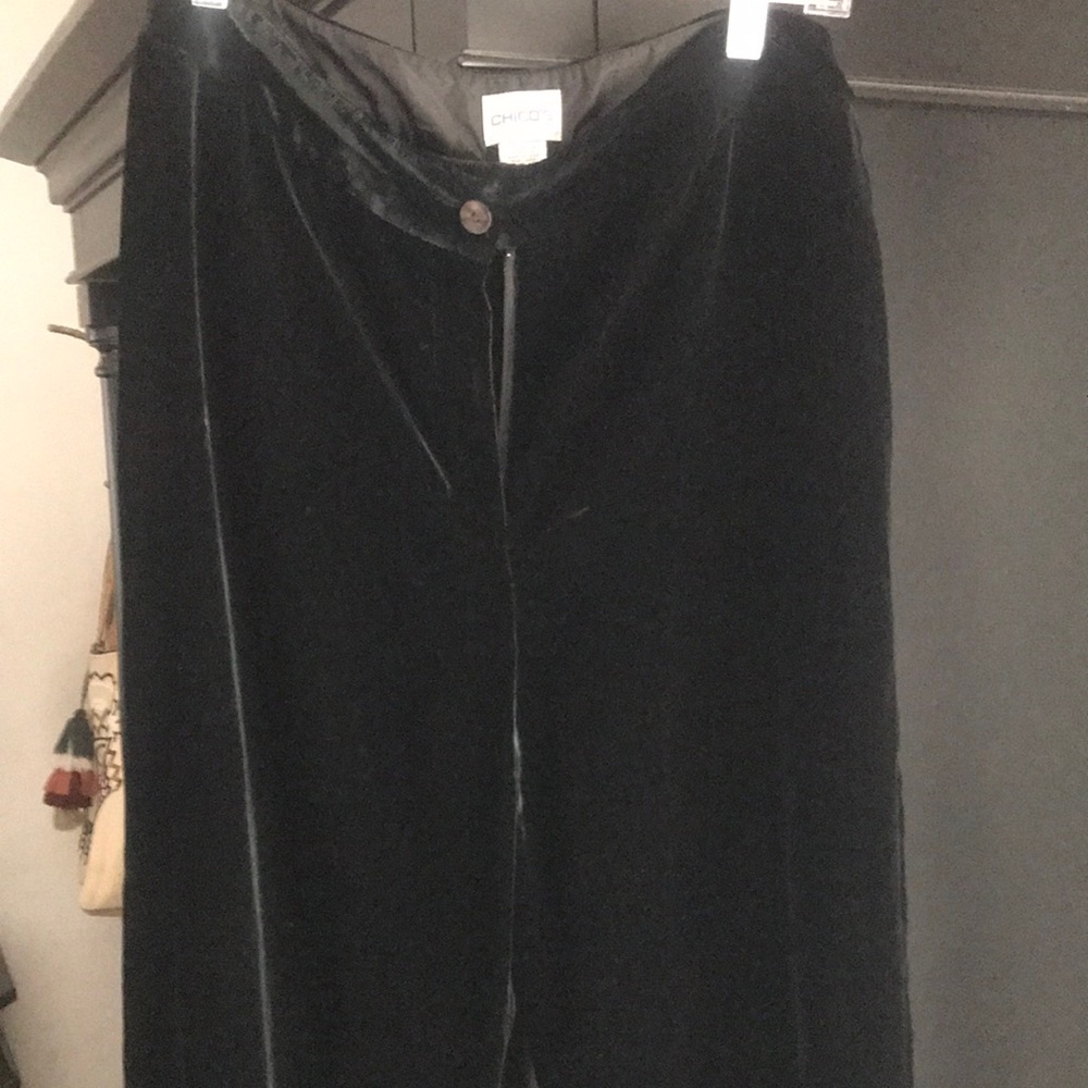 CHICO'S Black Velvet Wide-Leg Pants